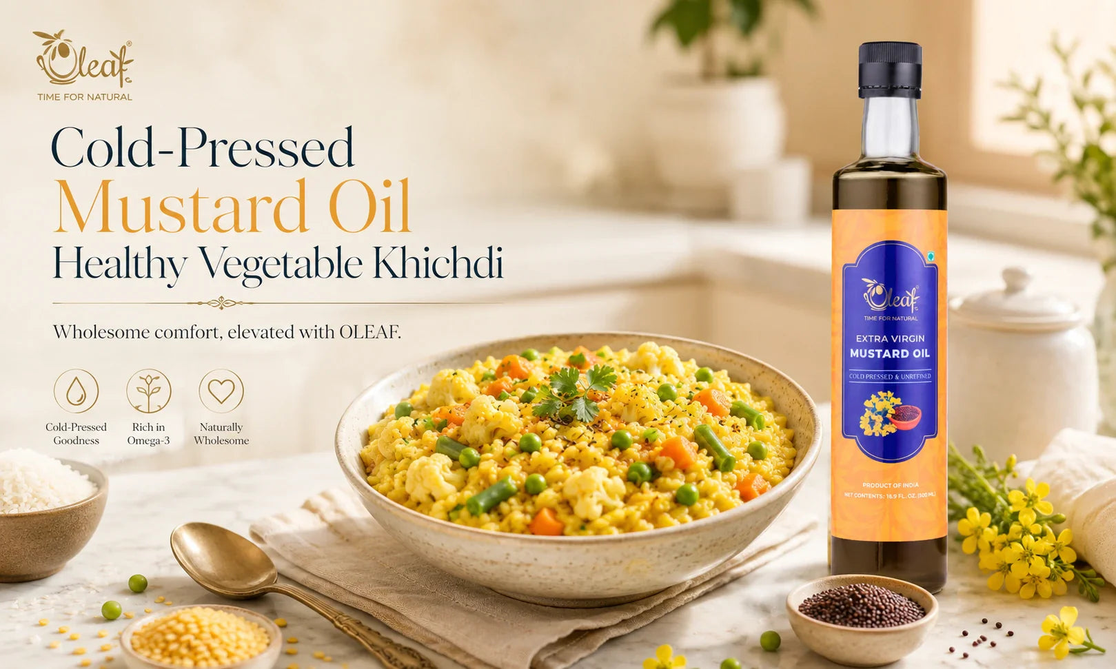 Cold-Pressed Mustard Oil Healthy Vegetable Khichdi