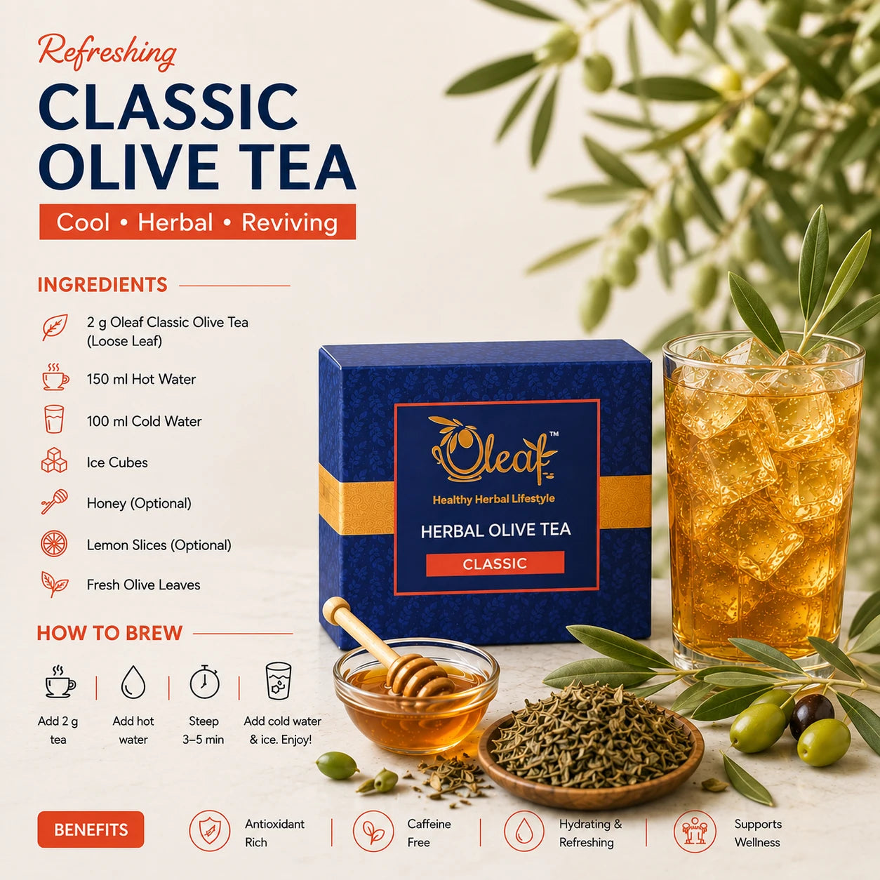 Herbal Olive Leaf Tea - Classic (100 gms)