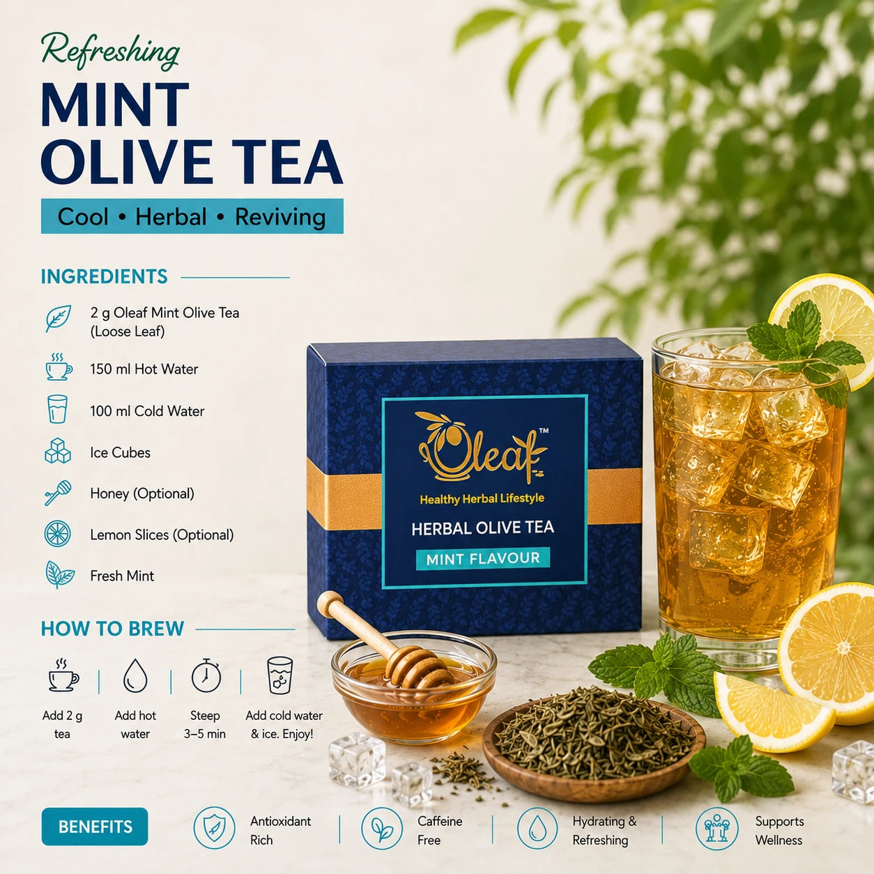 Herbal Olive Leaf Tea - Mint (100 gms)