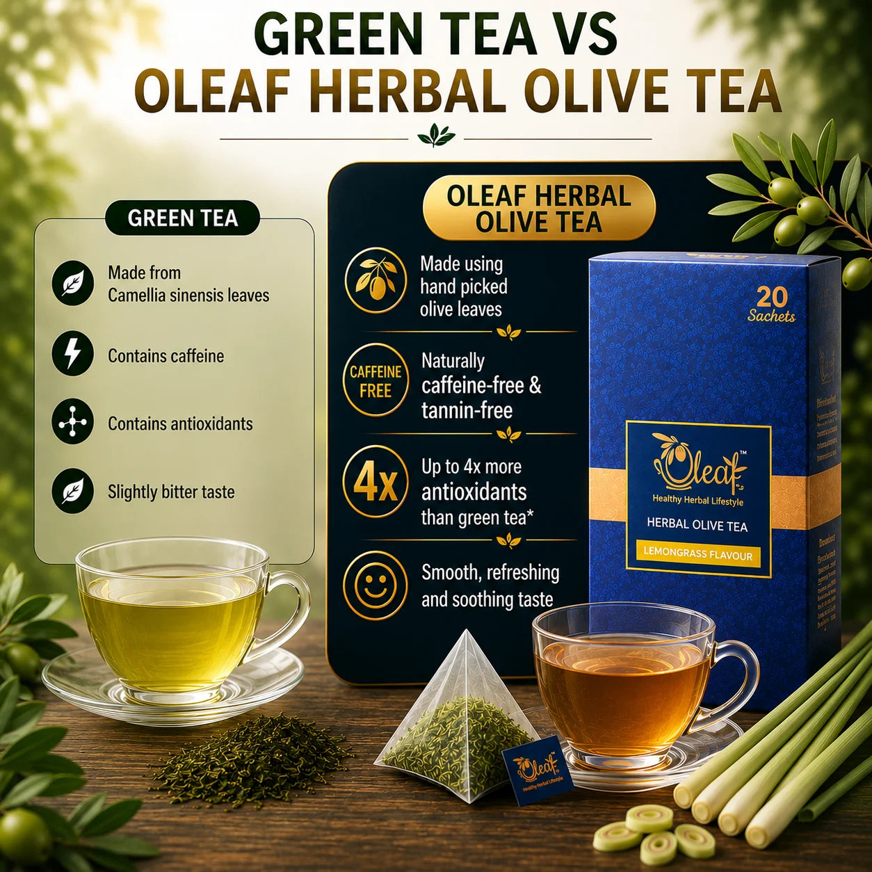 Herbal Olive Leaf Tea - Lemongrass (Teabags)