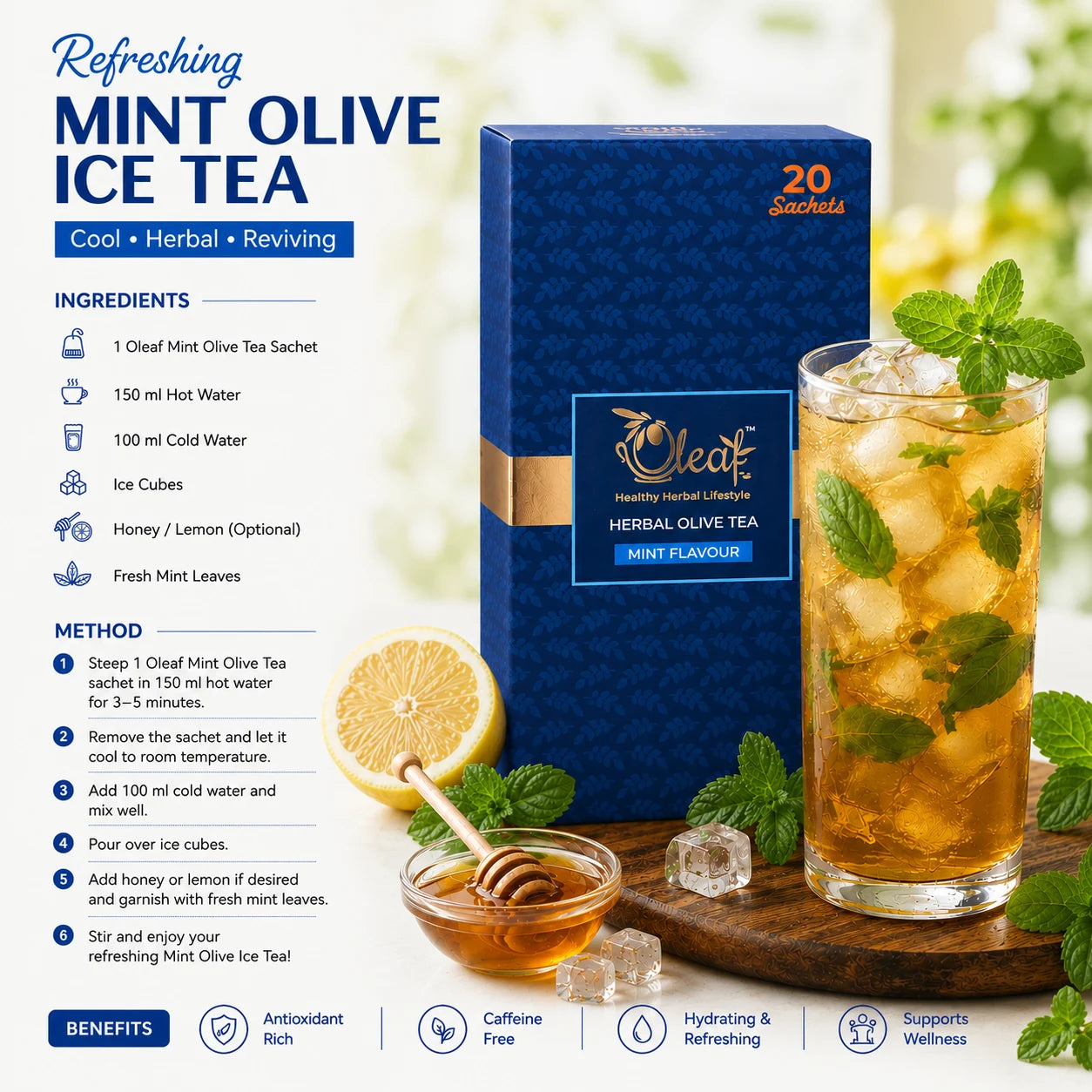 Herbal Olive Leaf Tea - Mint (Teabags)