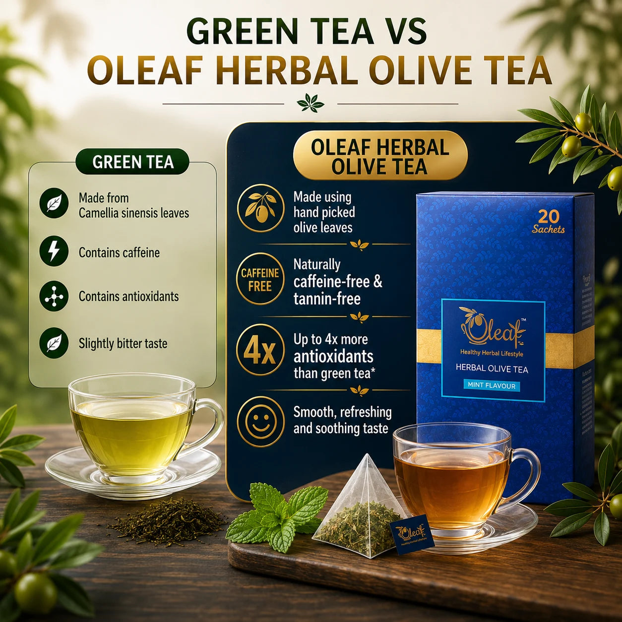 Herbal Olive Leaf Tea - Mint (Teabags)