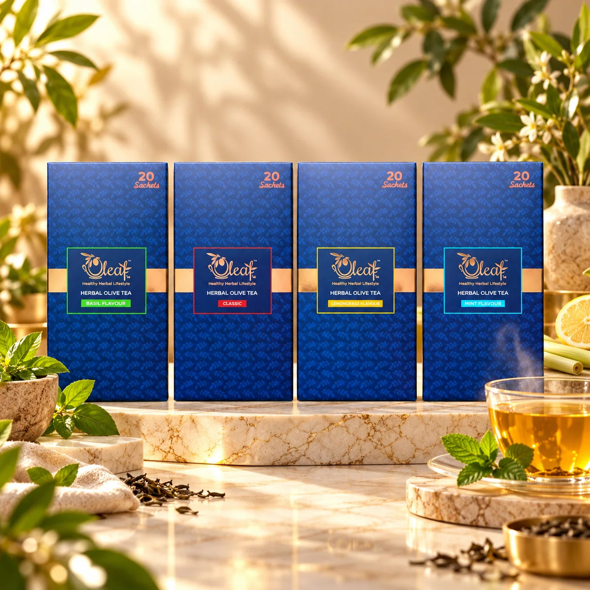 Oleaf Olive Leaf Tea – 4 Flavour Wellness Combo