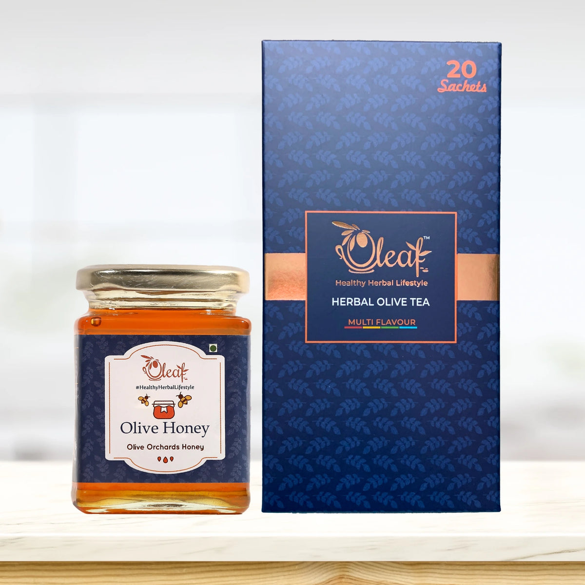 Oleaf Assorted Teabags (20 teabags) & 350 Gms Olive Honey Combo