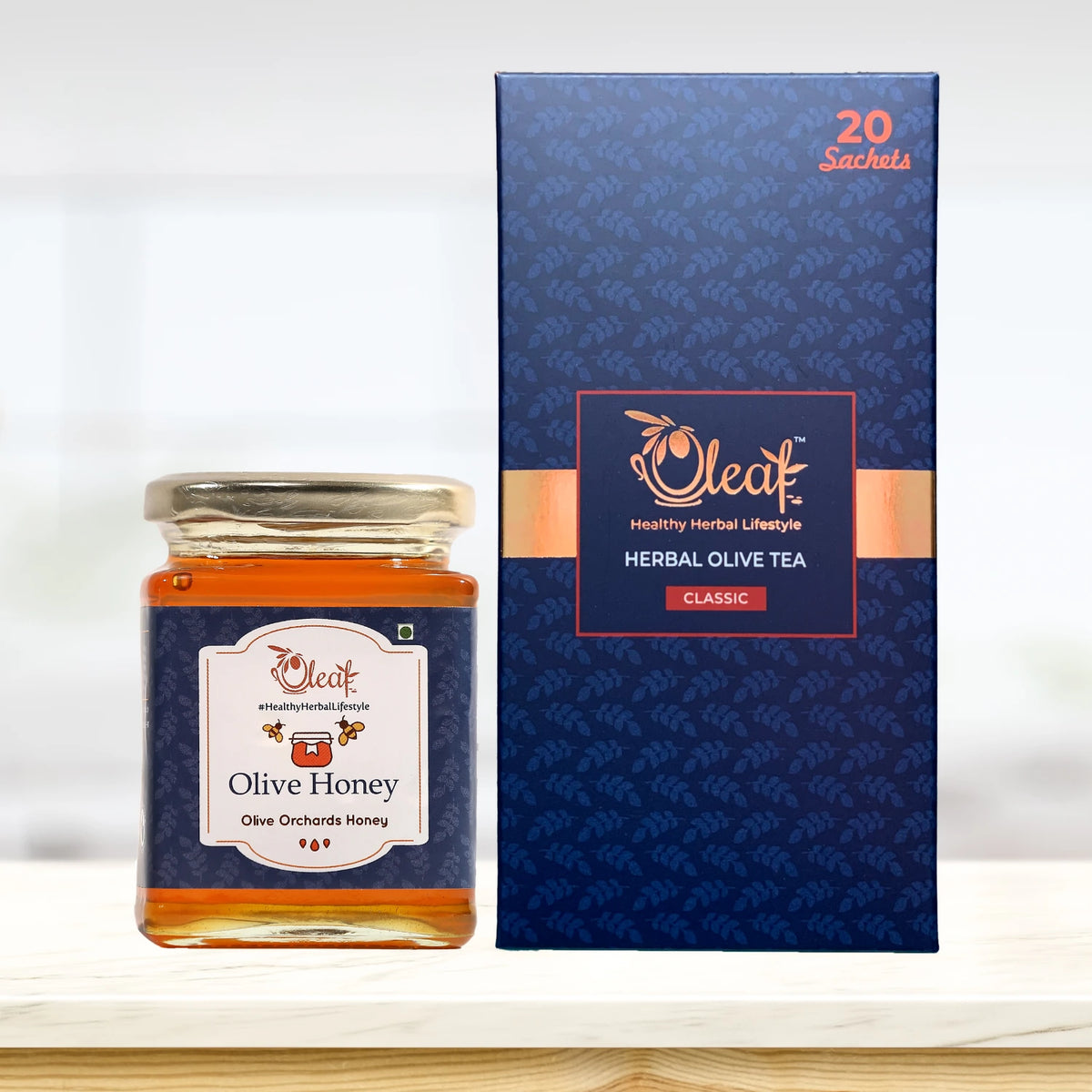 Oleaf Classic Teabags (20 teabags) & 350 Gms Olive Honey Combo