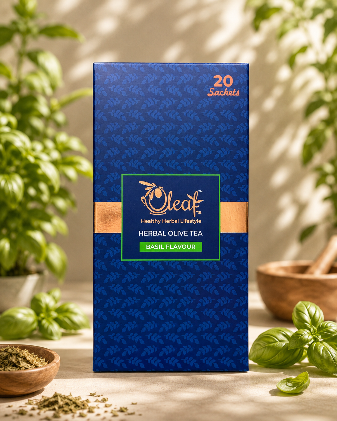 Herbal Olive Leaf Tea - Basil (Teabags)