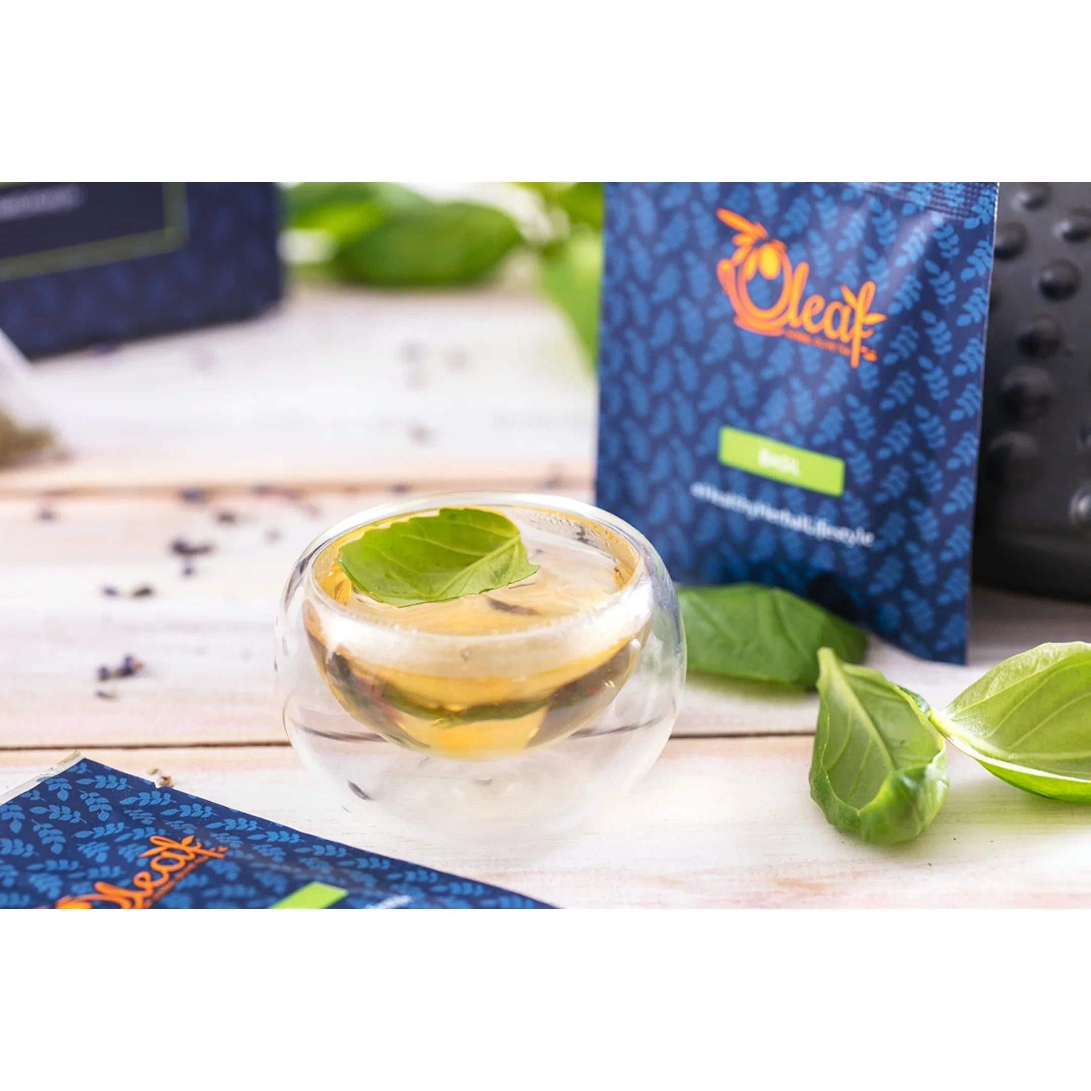 HERBAL OLIVE LEAF TEA - BASIL (TEABAGS)