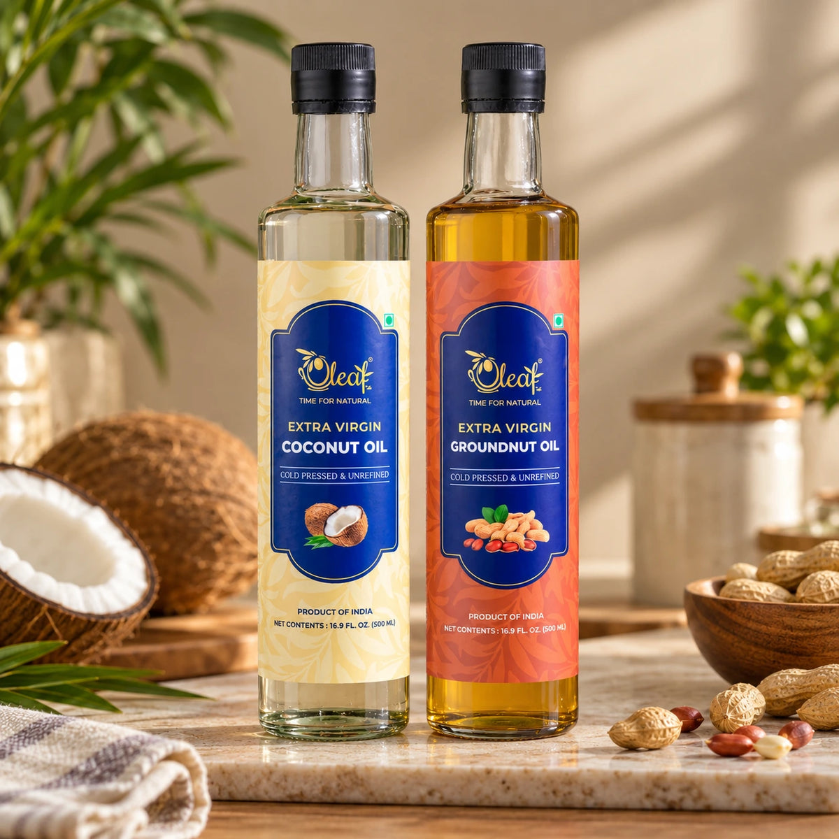 Extra Virgin Cold Pressed Coconut Oil & Groundnut Oil