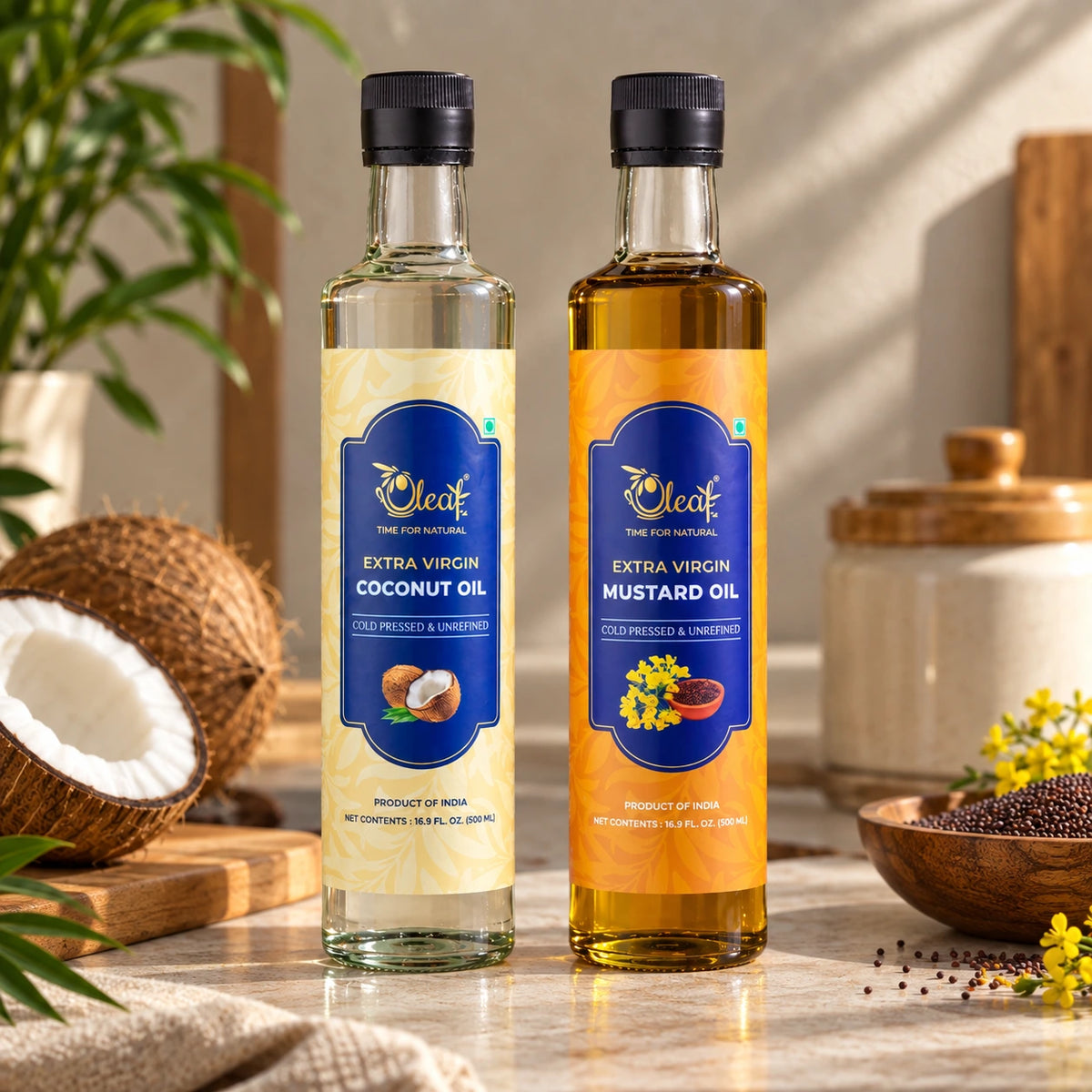 Extra Virgin Cold PressedMustard Oil & Coconut Oil