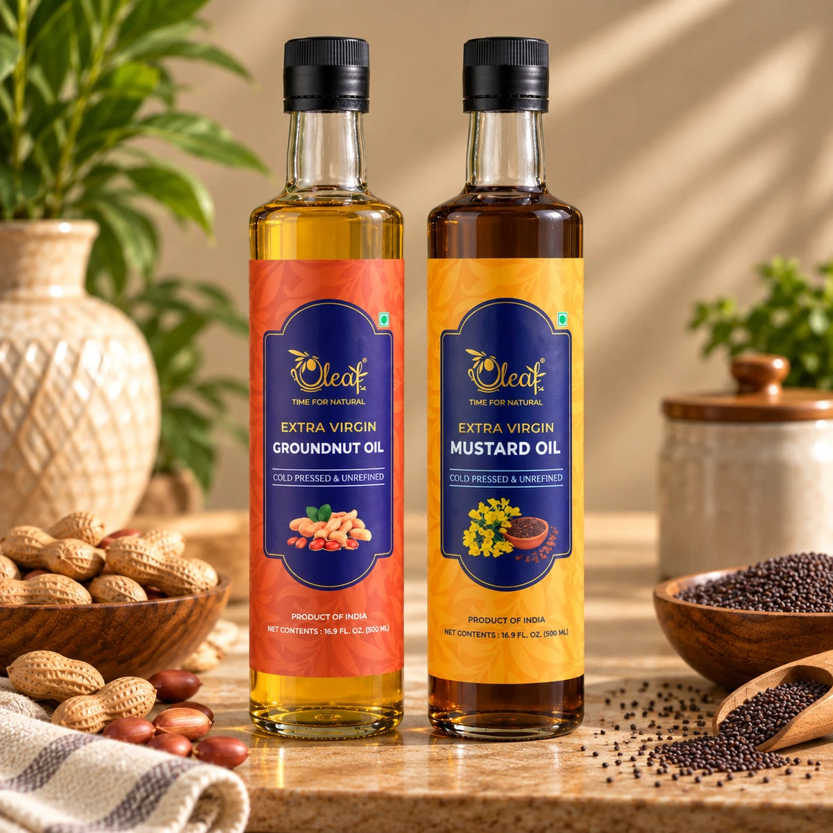 Extra Virgin Cold Pressed Groundnut Oil & Mustard Oil