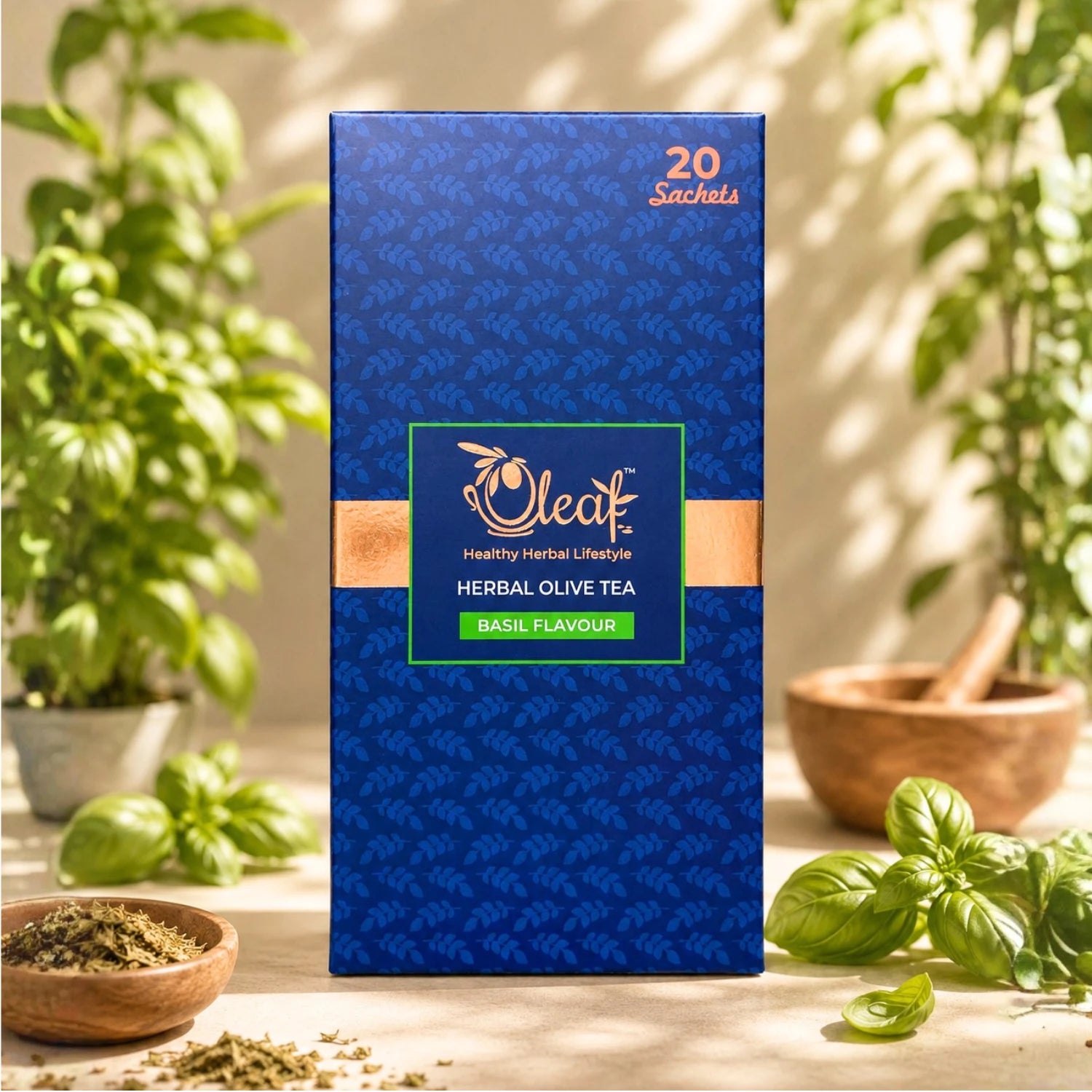 Herbal Olive Leaf Tea - Basil (Teabags)