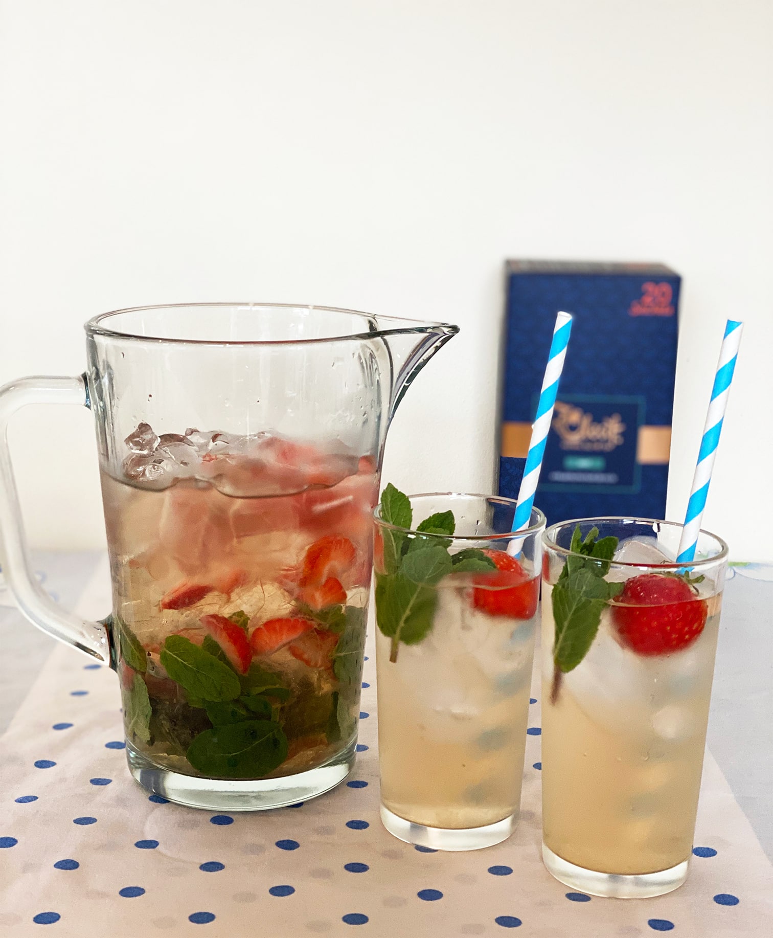 Strawberry and Mint Olive Iced Tea